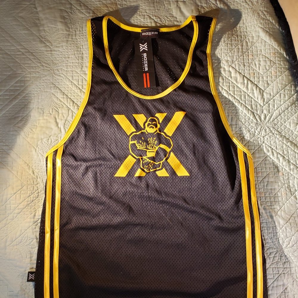 Boxer Barcelona Tank Top - Black Mesh w/ Yellow
